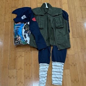 Anime-Inspired Kakashi Green and Blue Costume Set
